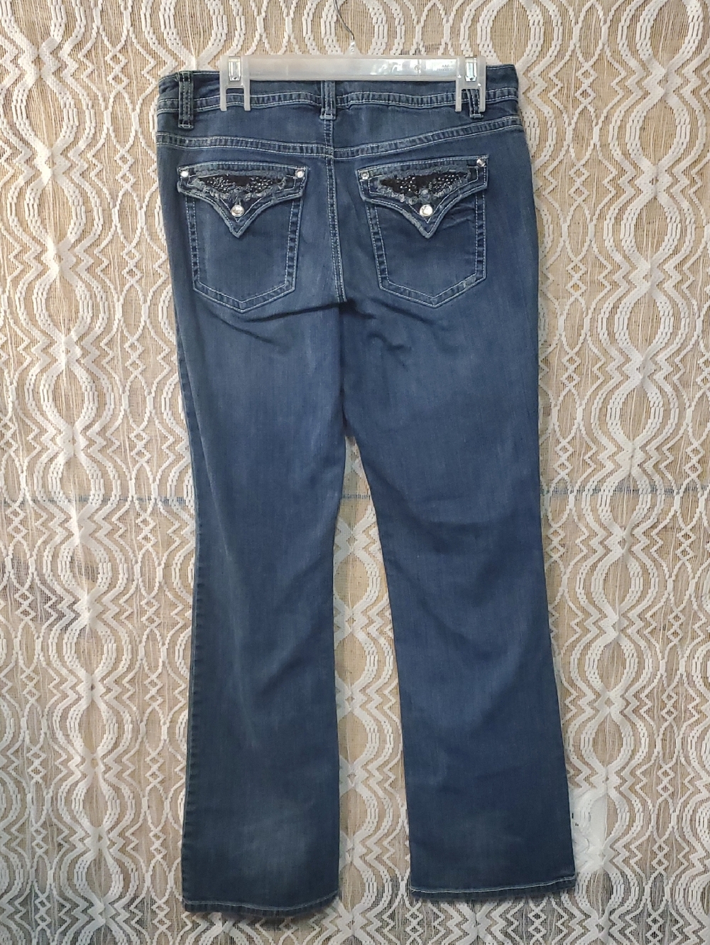 Apt. 9 Dark Blue Bootcut Jeans with Embellished Back Pockets